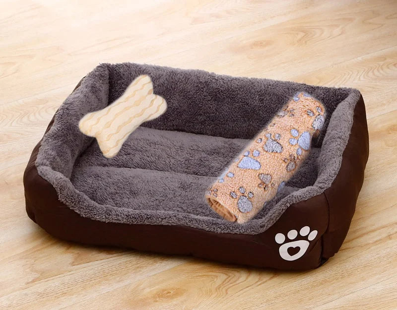 Warm Candy-Colored Dog Bed 🛏️🐶 Soft Square Pet House for Small–Large Dogs
