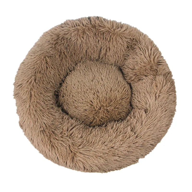 Round Plush Dog Bed 🐶✨ Ultra-Soft Warm Sleeping Nest
