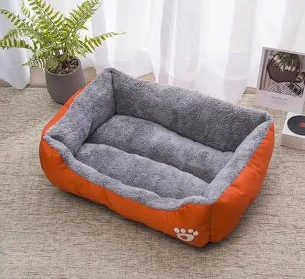 Warm Candy-Colored Dog Bed 🛏️🐶 Soft Square Pet House for Small–Large Dogs