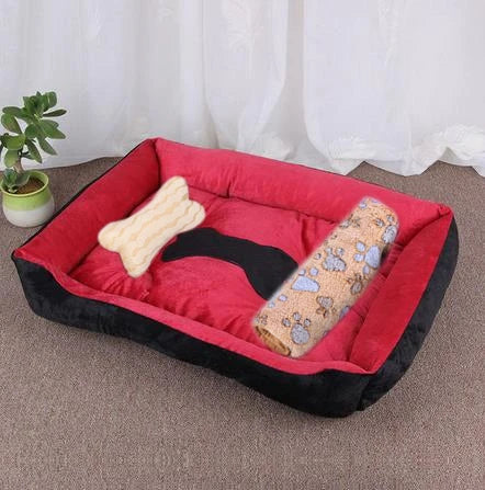 Warm Candy-Colored Dog Bed 🛏️🐶 Soft Square Pet House for Small–Large Dogs