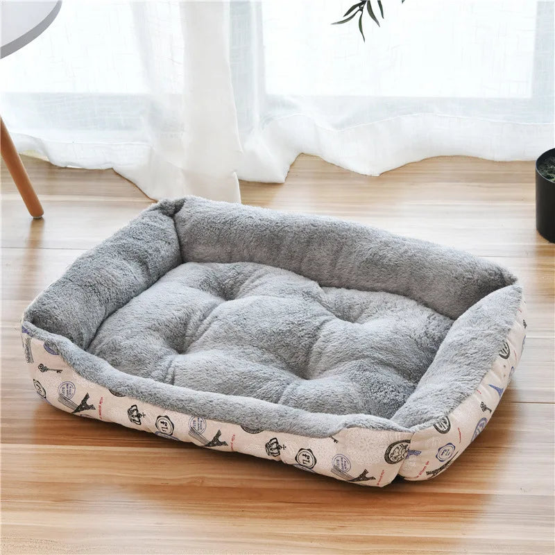 Warm Candy-Colored Dog Bed 🛏️🐶 Soft Square Pet House for Small–Large Dogs