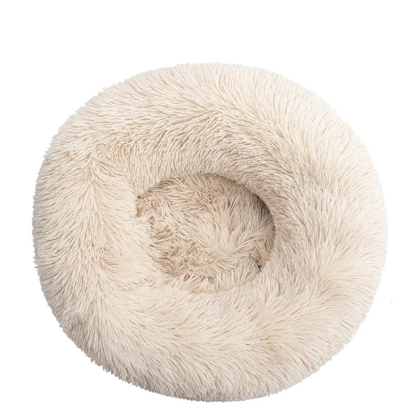 Round Plush Dog Bed 🐶✨ Ultra-Soft Warm Sleeping Nest