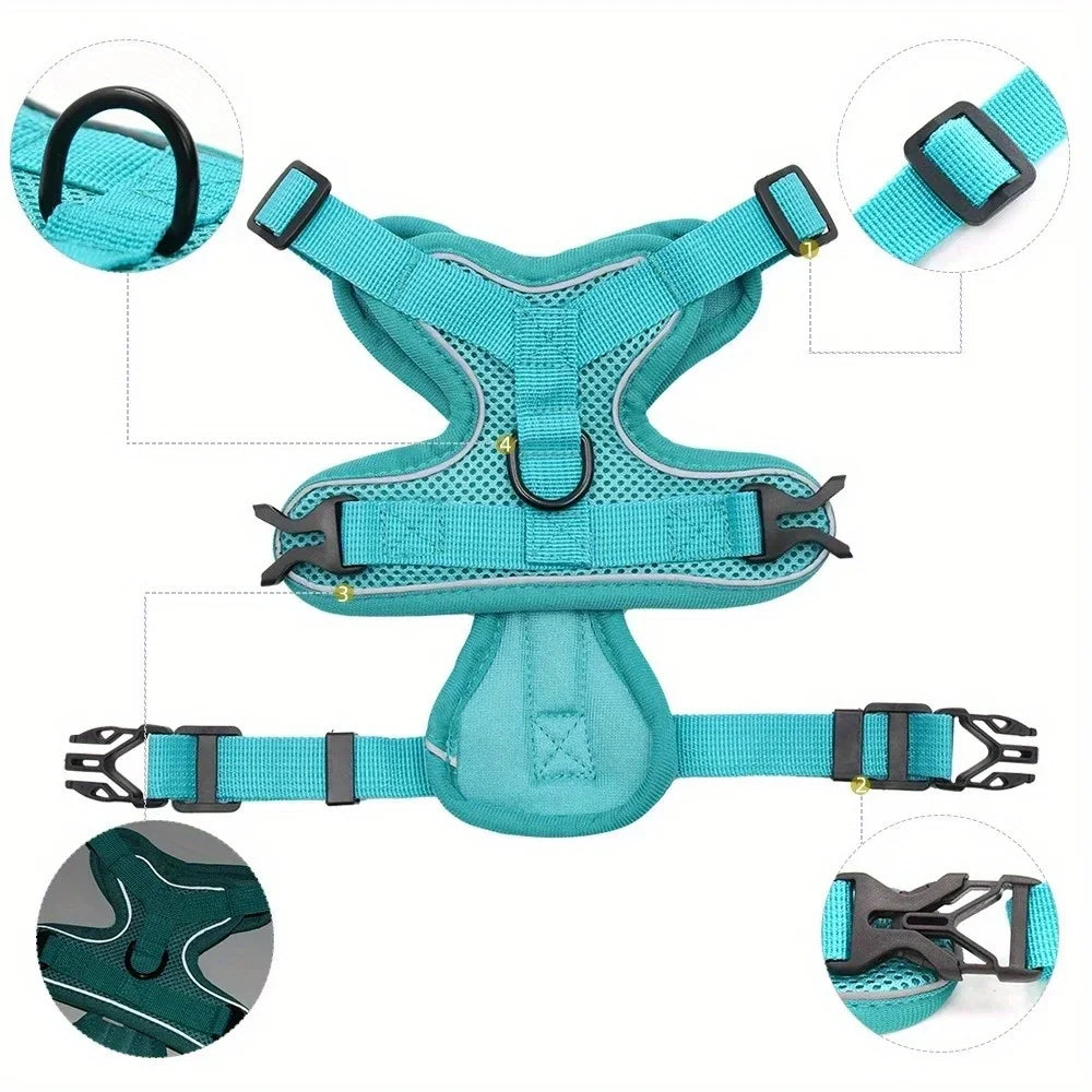 No-Pull Dog Harness & Leash Set 🐶✨ Adjustable Reflective Walking Vest