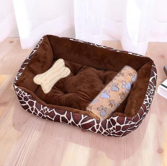 Warm Candy-Colored Dog Bed 🛏️🐶 Soft Square Pet House for Small–Large Dogs
