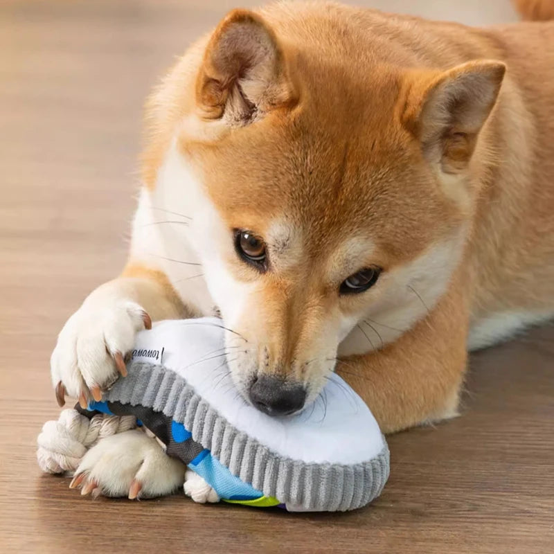 Slipper-Shaped Dog Chew Toy 🥿🐶 Squeaky, Bite-Resistant Rope Toy