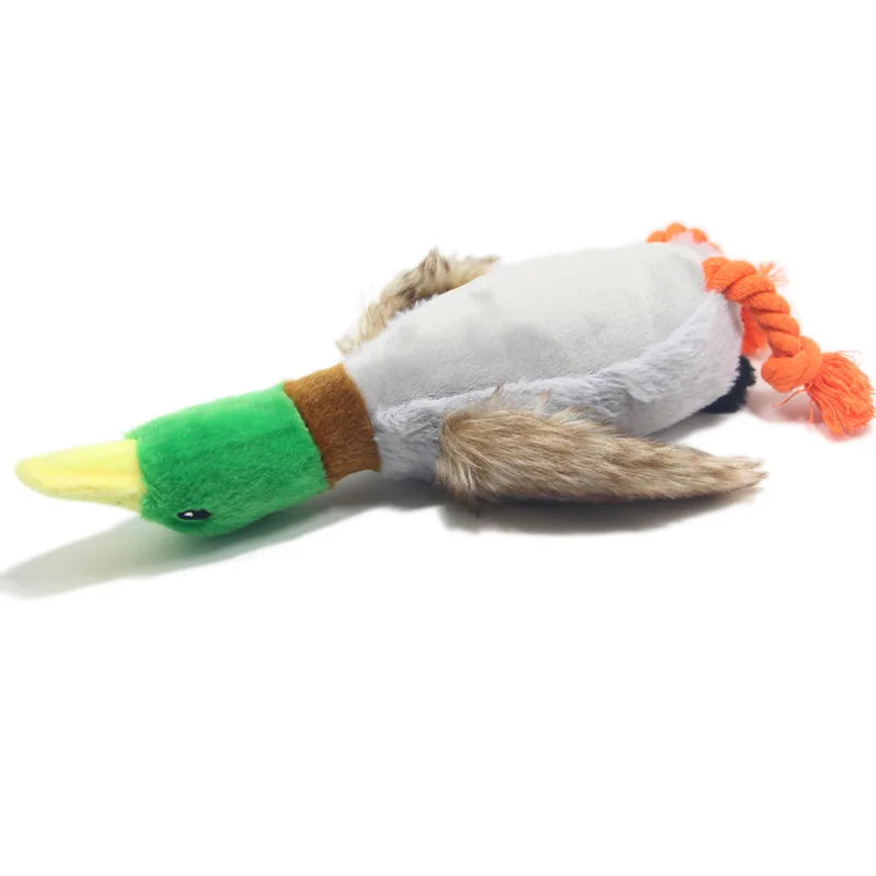 Plush Duck Squeaky Dog Toy 🦆🐶 Soft Chew Rope Toy for Fun & Cleaning