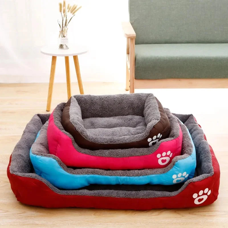 Warm Candy-Colored Dog Bed 🛏️🐶 Soft Square Pet House for Small–Large Dogs