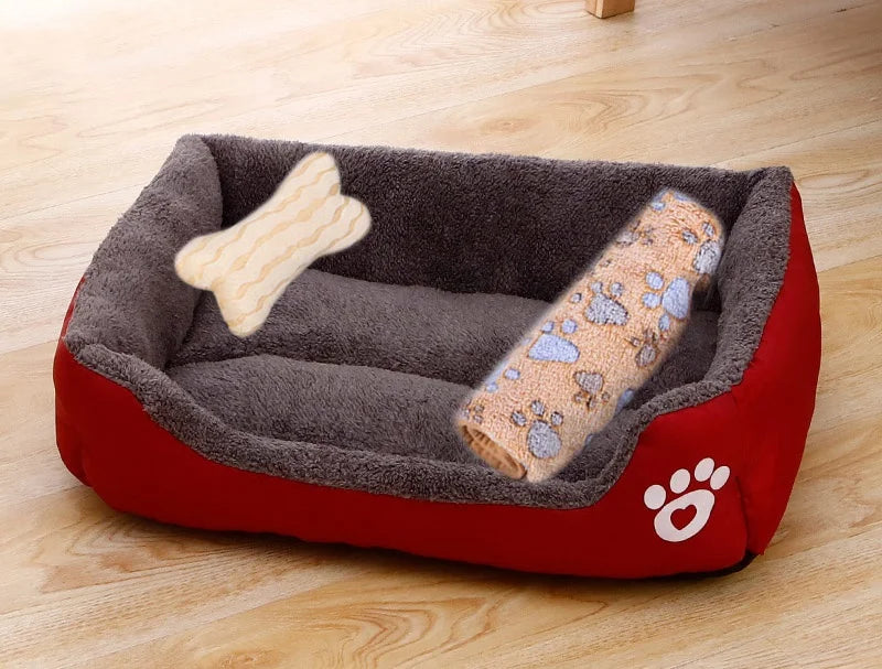 Warm Candy-Colored Dog Bed 🛏️🐶 Soft Square Pet House for Small–Large Dogs