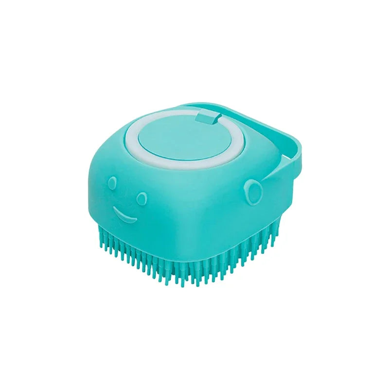Dog & Cat Bath Brush 🛁🐶 Soft Silicone Grooming Brush + Shampoo Dispenser