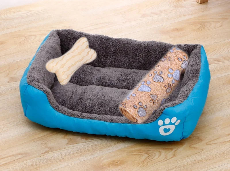 Warm Candy-Colored Dog Bed 🛏️🐶 Soft Square Pet House for Small–Large Dogs