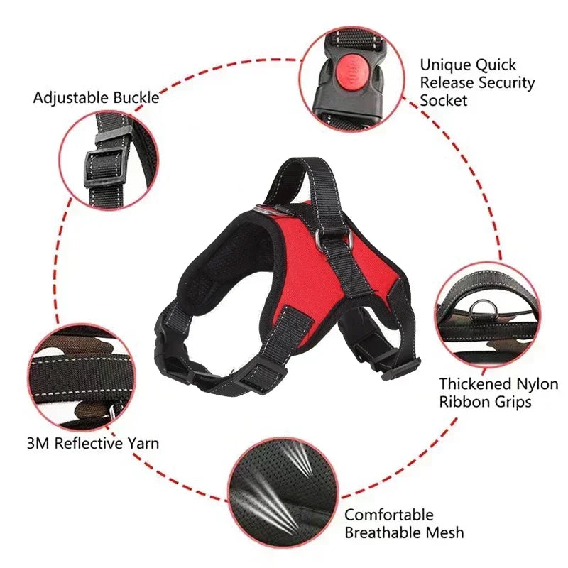 Reflective Saddle-Style Dog Harness 🐕✨ Adjustable No-Pull Training Vest