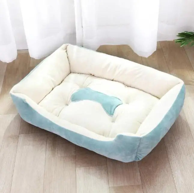 Warm Candy-Colored Dog Bed 🛏️🐶 Soft Square Pet House for Small–Large Dogs