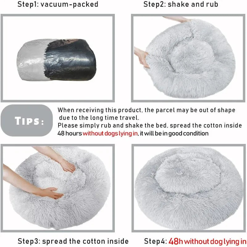 Round Plush Dog Bed 🐶✨ Ultra-Soft Warm Sleeping Nest