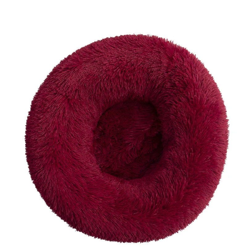 Round Plush Dog Bed 🐶✨ Ultra-Soft Warm Sleeping Nest