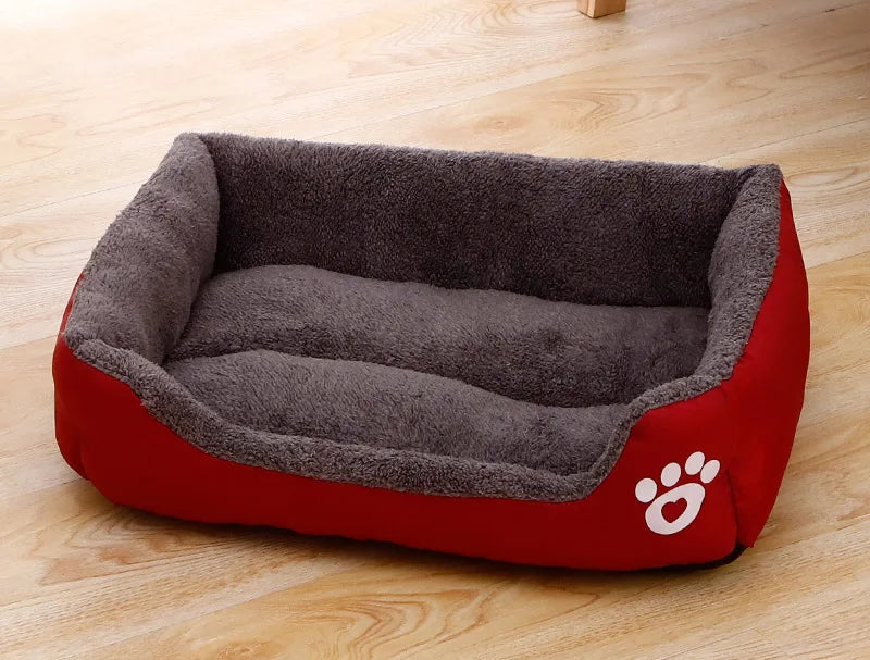 Warm Candy-Colored Dog Bed 🛏️🐶 Soft Square Pet House for Small–Large Dogs