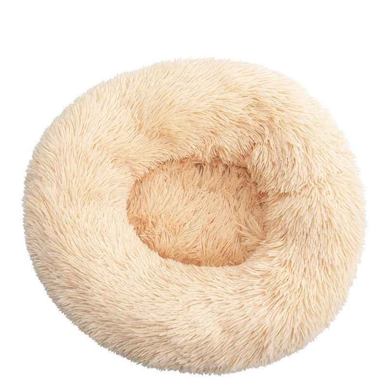 Round Plush Dog Bed 🐶✨ Ultra-Soft Warm Sleeping Nest