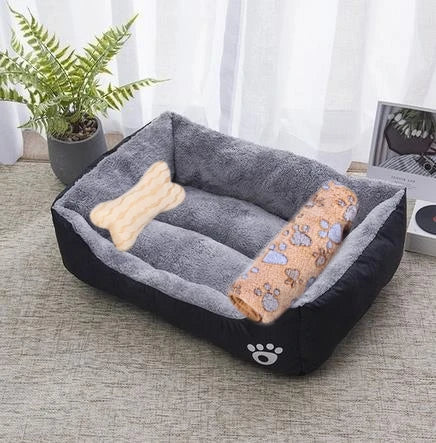 Warm Candy-Colored Dog Bed 🛏️🐶 Soft Square Pet House for Small–Large Dogs