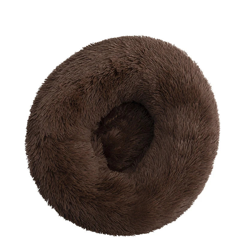 Round Plush Dog Bed 🐶✨ Ultra-Soft Warm Sleeping Nest