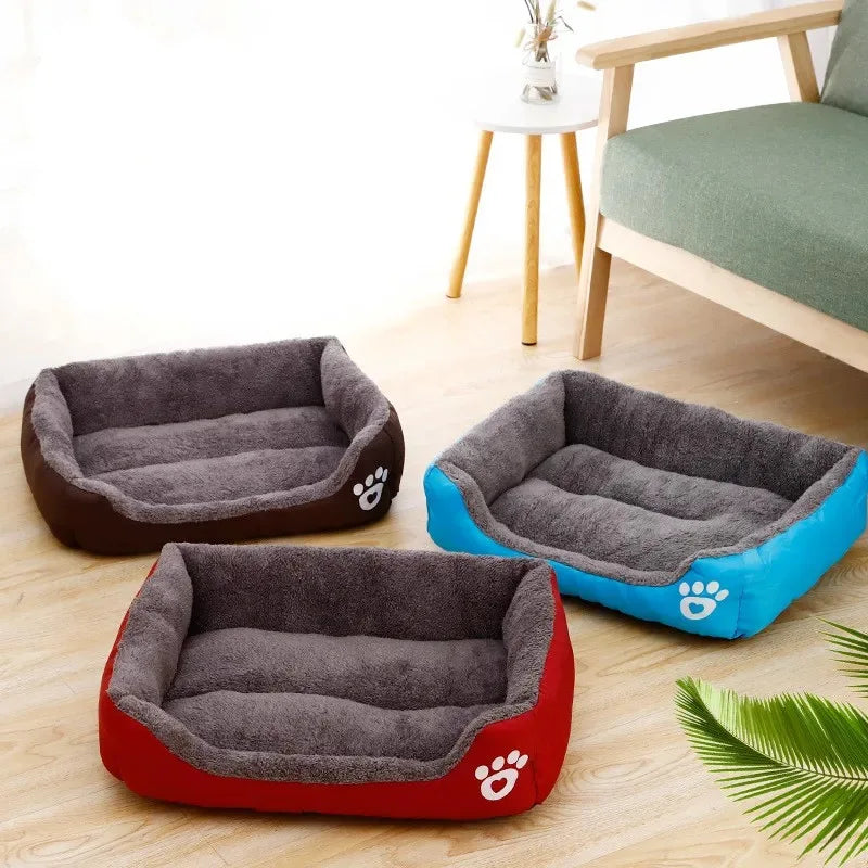 Warm Candy-Colored Dog Bed 🛏️🐶 Soft Square Pet House for Small–Large Dogs