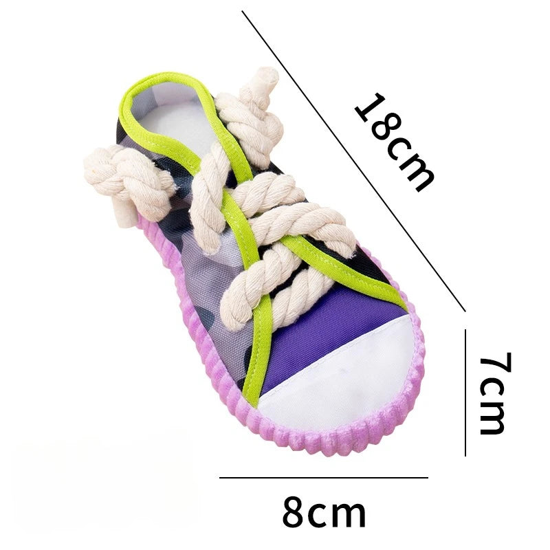 Slipper-Shaped Dog Chew Toy 🥿🐶 Squeaky, Bite-Resistant Rope Toy