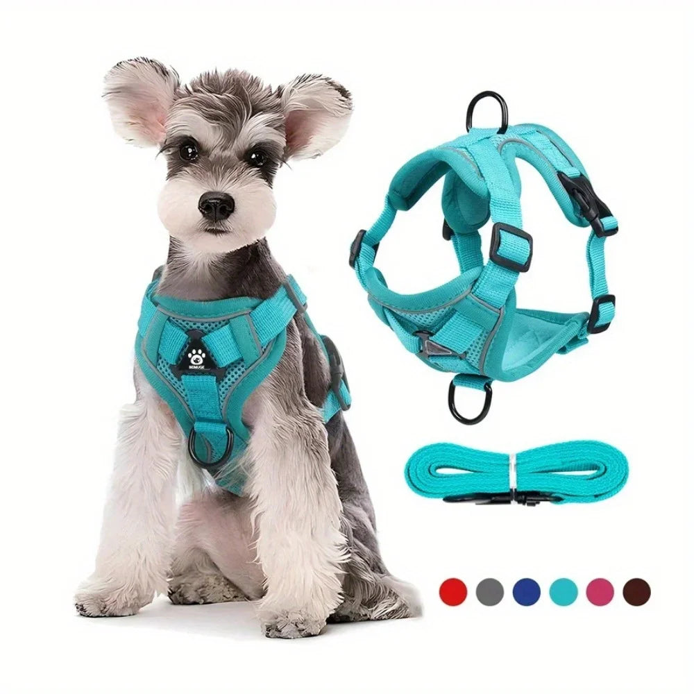 No-Pull Dog Harness & Leash Set 🐶✨ Adjustable Reflective Walking Vest