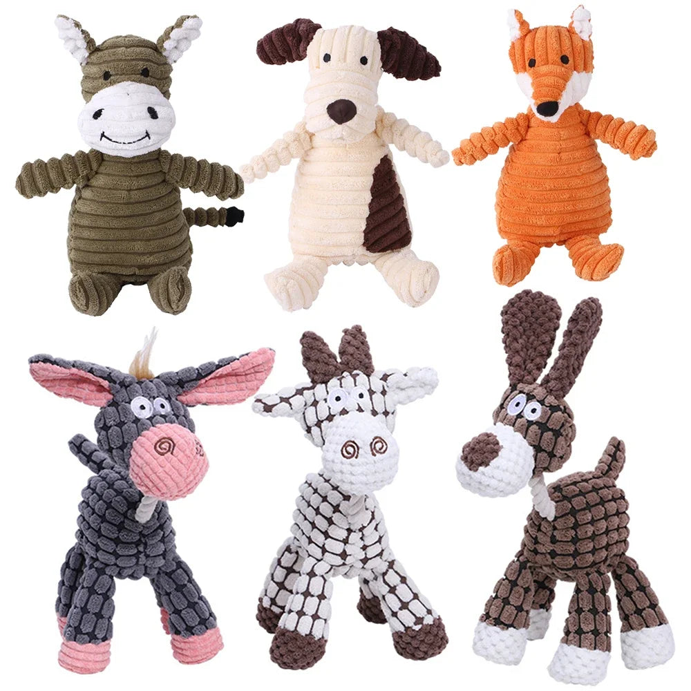 Plush Squeaky Dog Toy 🧸🐶 Durable Bite-Resistant Corduroy Toy