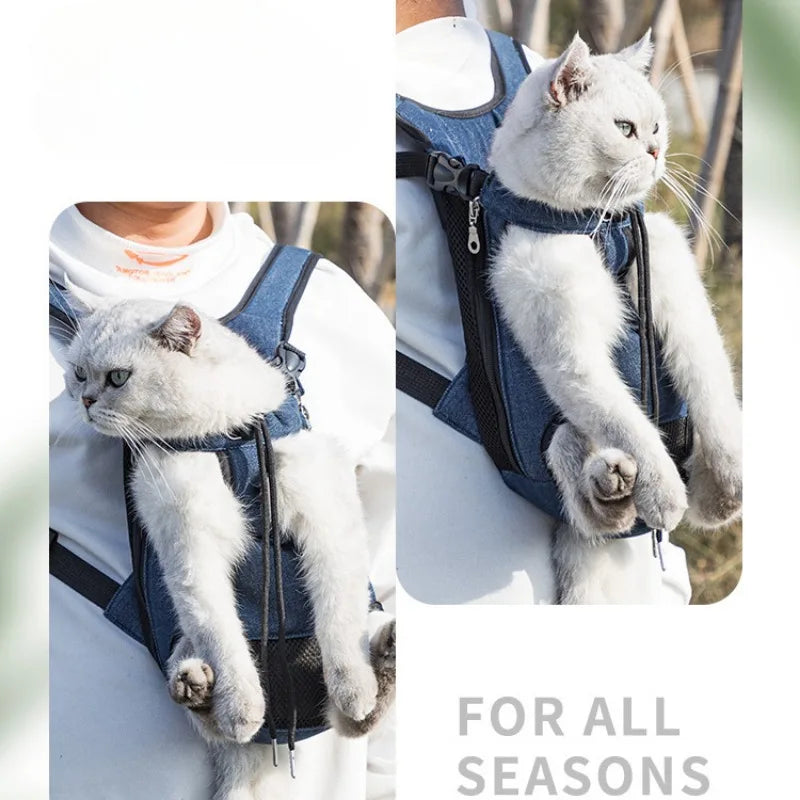 Breathable Double-Shoulder Pet Carrier Backpack 🎒🐶 Mesh Travel Bag for Small Dogs & Cats