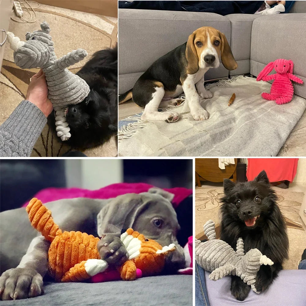 Plush Squeaky Dog Toy 🧸🐶 Durable Bite-Resistant Corduroy Toy