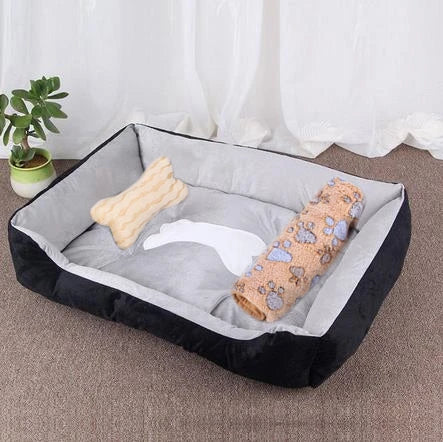 Warm Candy-Colored Dog Bed 🛏️🐶 Soft Square Pet House for Small–Large Dogs