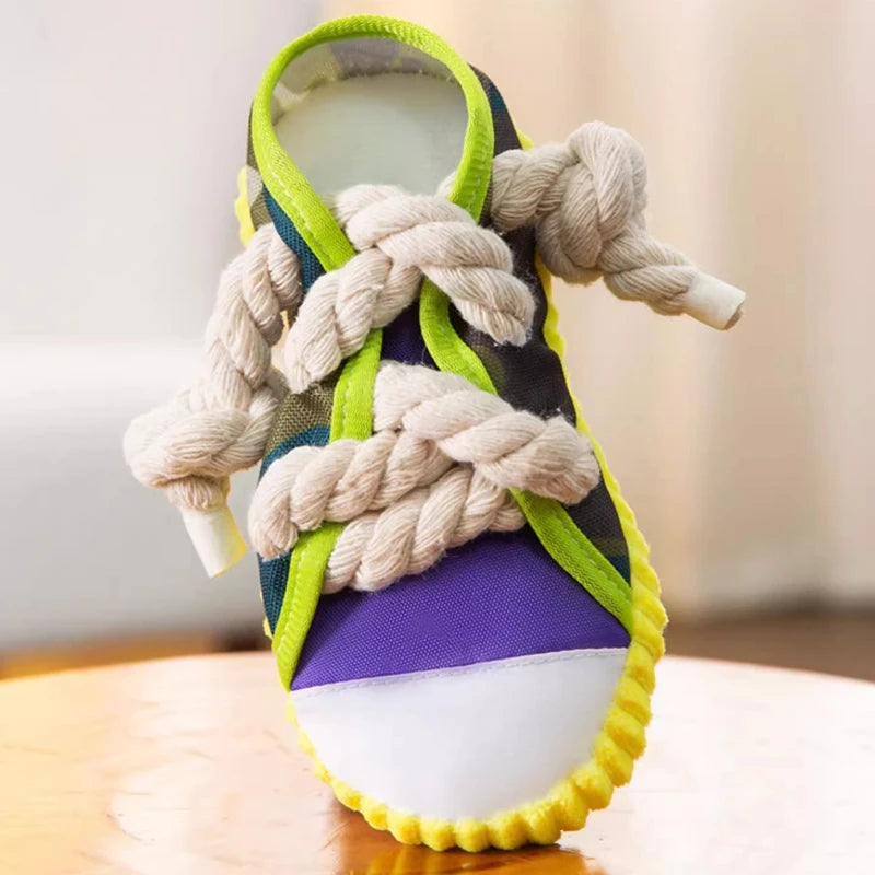Slipper-Shaped Dog Chew Toy 🥿🐶 Squeaky, Bite-Resistant Rope Toy