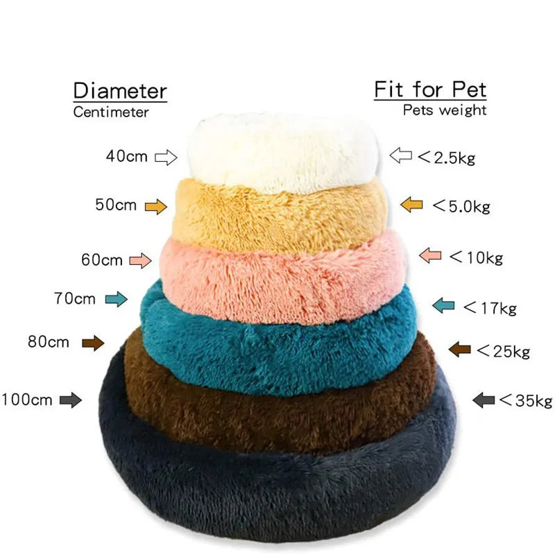 Round Plush Dog Bed 🐶✨ Ultra-Soft Warm Sleeping Nest