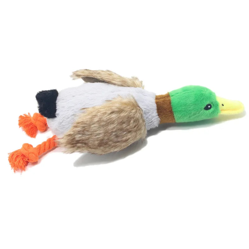 Plush Duck Squeaky Dog Toy 🦆🐶 Soft Chew Rope Toy for Fun & Cleaning