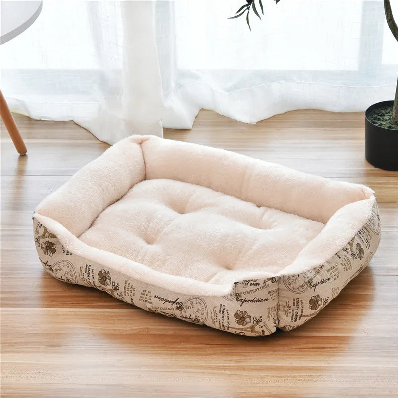 Warm Candy-Colored Dog Bed 🛏️🐶 Soft Square Pet House for Small–Large Dogs