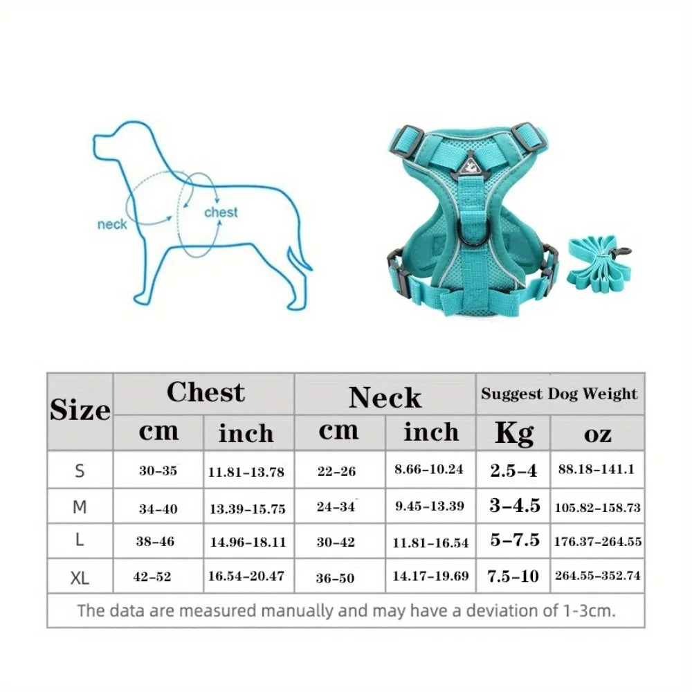 No-Pull Dog Harness & Leash Set 🐶✨ Adjustable Reflective Walking Vest