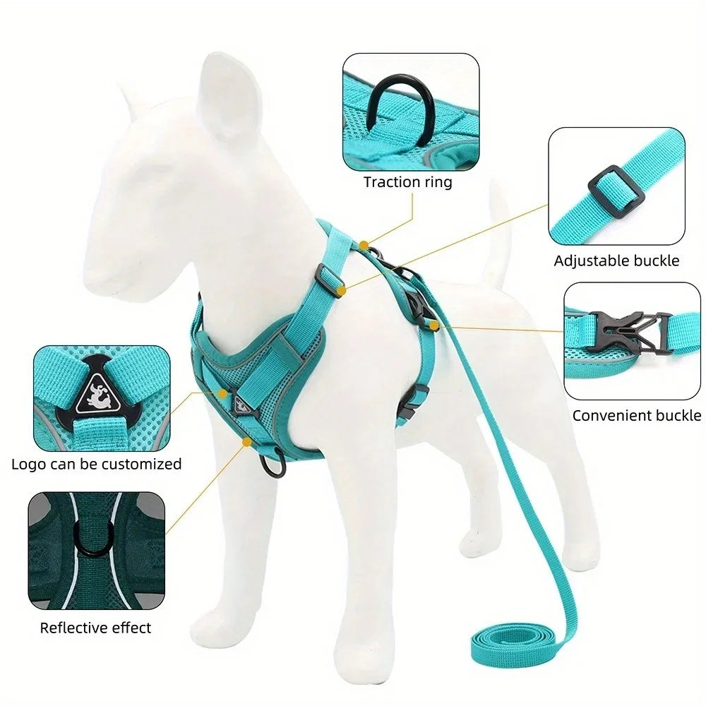 No-Pull Dog Harness & Leash Set 🐶✨ Adjustable Reflective Walking Vest