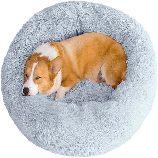 Round Plush Dog Bed 🐶✨ Ultra-Soft Warm Sleeping Nest