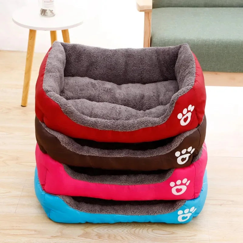 Warm Candy-Colored Dog Bed 🛏️🐶 Soft Square Pet House for Small–Large Dogs