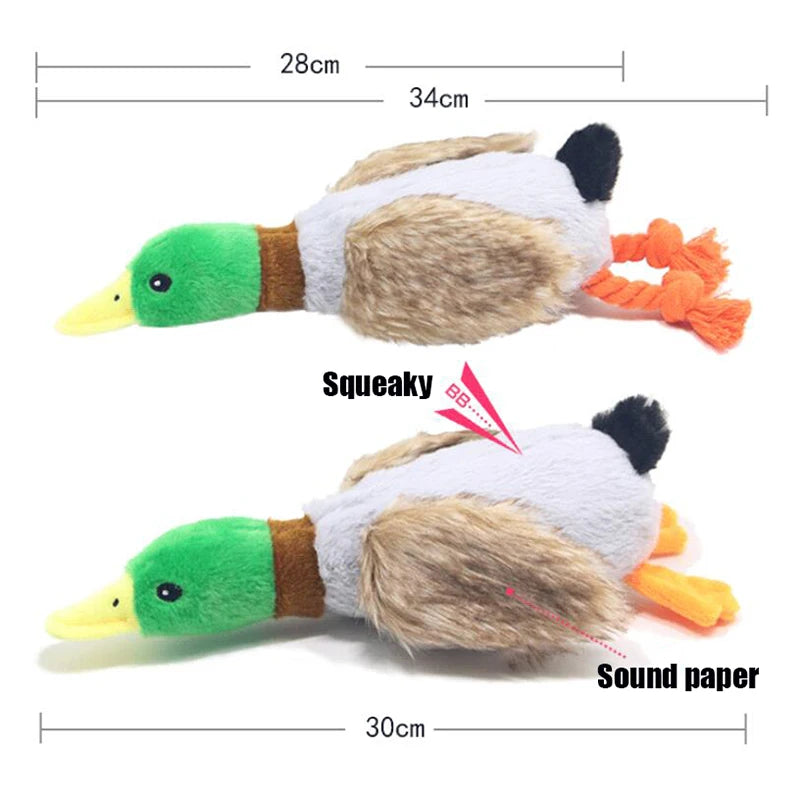 Plush Duck Squeaky Dog Toy 🦆🐶 Soft Chew Rope Toy for Fun & Cleaning