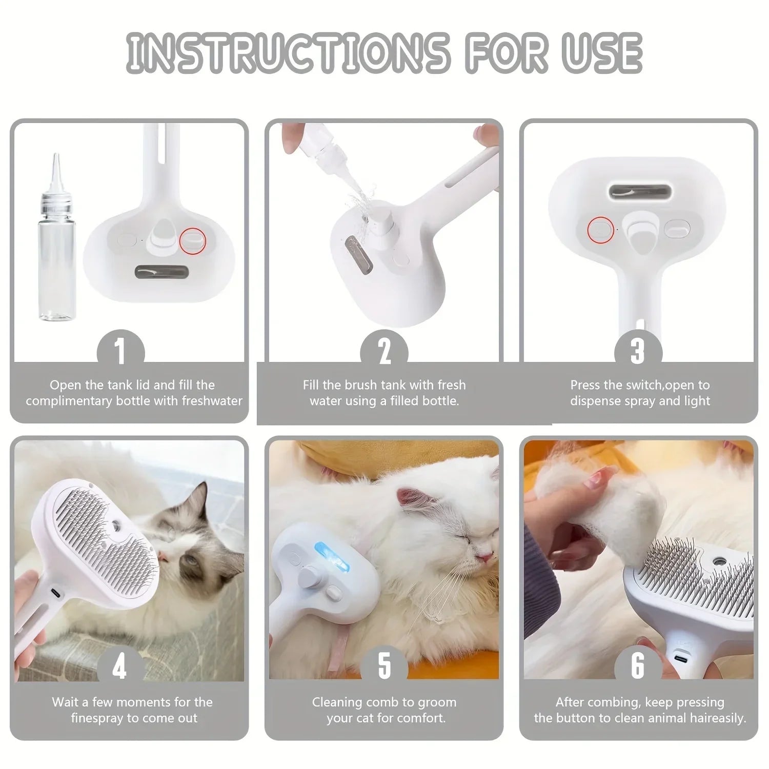 Pet Spray Comb 💦🐾 Anti-Tangle Mist Comb for Dogs & Cats