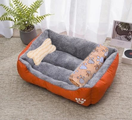 Warm Candy-Colored Dog Bed 🛏️🐶 Soft Square Pet House for Small–Large Dogs